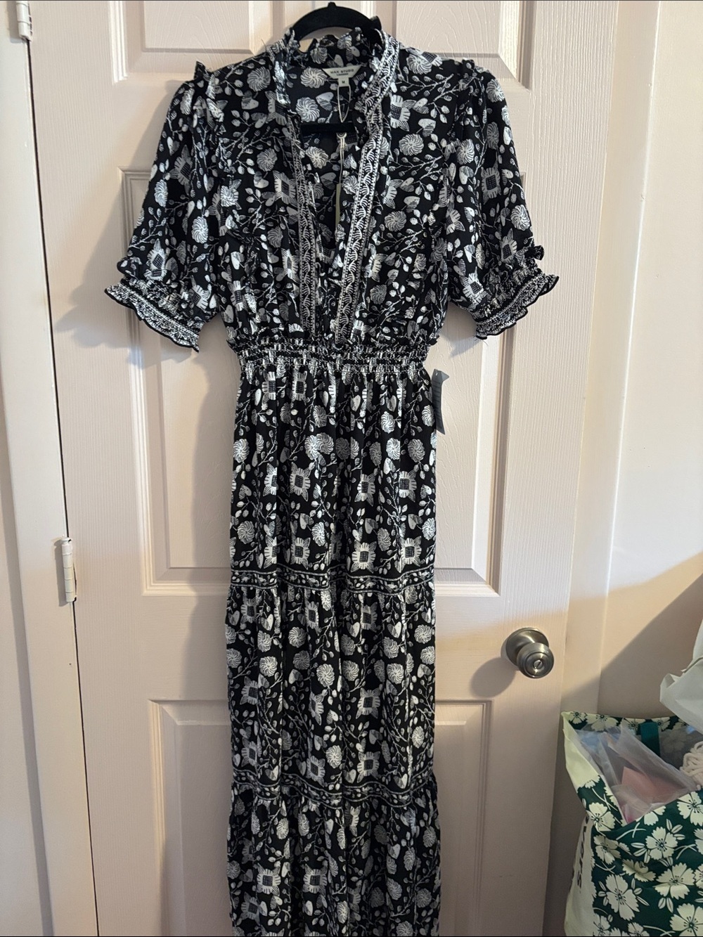 Max Studio Black and White Floral Maxi Dress
